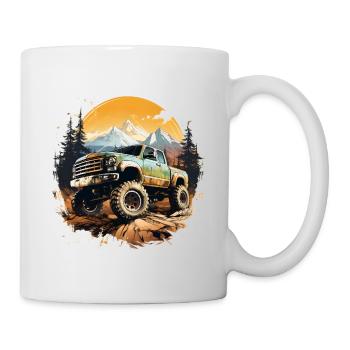 Vintage tout-terrain camion rampant sur les rochers - Mug blanc - blanc - Droite