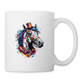 Clown Animal / Cirque / Drôle / Coloré / Spectacle / Cheval - Mug blanc - blanc - Droite
