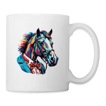 Clown Animal / Cirque / Drôle / Coloré / Spectacle / Cheval - Mug blanc - blanc - Droite