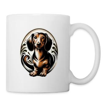 Happy Dachshund Dachshund in Oval Frame - Mug - white - Right