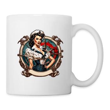 Marin / Pin-up / Navire / Bateau / Ancre / Dame - Mug blanc - blanc - Droite