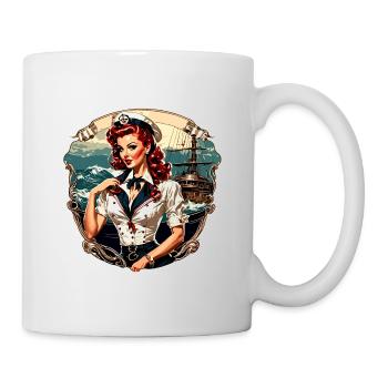 Marin / Pin-up / Navire / Bateau / Ancre / Dame - Mug blanc - blanc - Droite