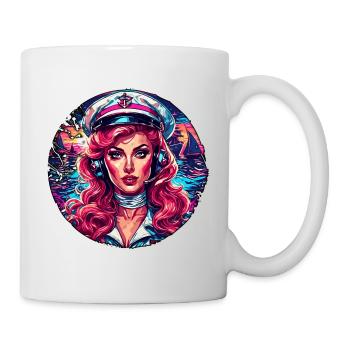 Marin / Pin-up / Navire / Bateau / Ancre / Dame - Mug blanc - blanc - Droite