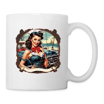 Marin / Pin-up / Navire / Bateau / Ancre / Dame - Mug blanc - blanc - Droite