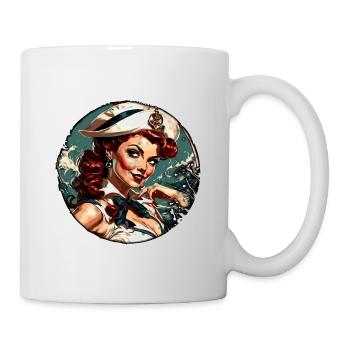 Marin / Pin-up / Navire / Bateau / Ancre / Dame - Mug blanc - blanc - Droite