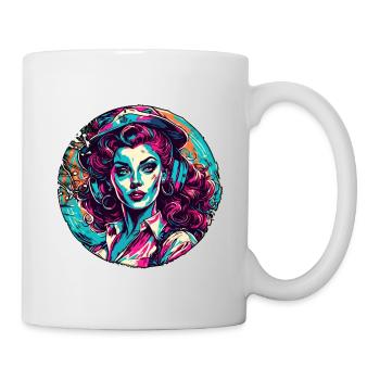 Matrosin / Pinup / Schiff / Boot / Anker / Lady - Tasse - Weiß - Rechts