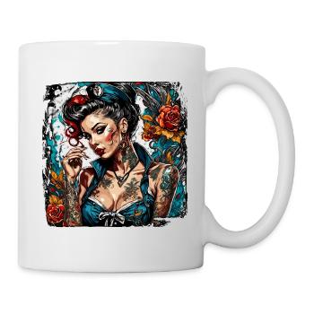 Marin / Pin-up / Navire / Bateau / Ancre / Dame - Mug blanc - blanc - Droite