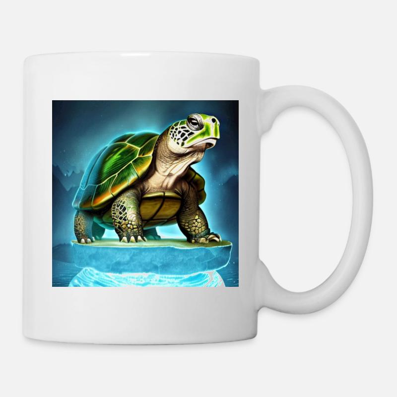 Tortue sur un glacier - Mug blanc - blanc