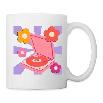 Retro Pick-up Vinyl Record Player with Flowers - Mug - white - Right