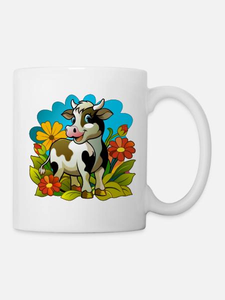 Petite vache au printemps - Mug blanc - blanc