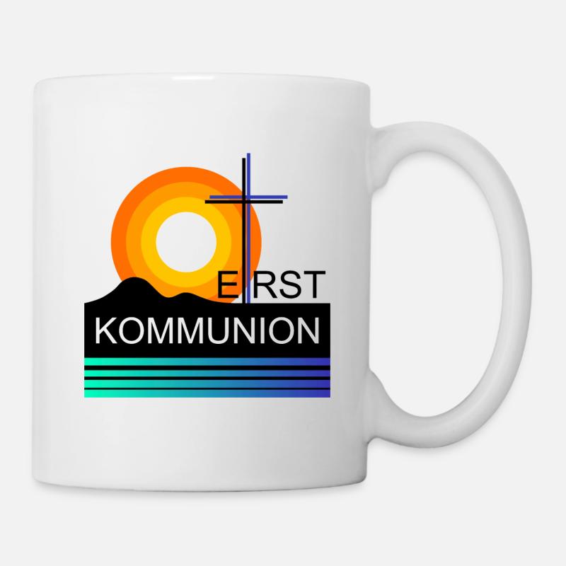 Erstkommunion mit Sonne und Kreuz - Tasse - Weiß