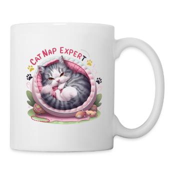 Cat Nap Expert - funny cat outfit! - Mug - white - Right