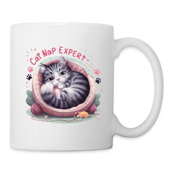 Cat Nap Expert - funny cat outfit! - Mug - white - Right
