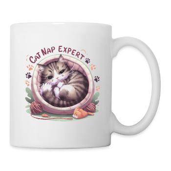 Cat Nap Expert - funny cat outfit! - Mug - white - Right