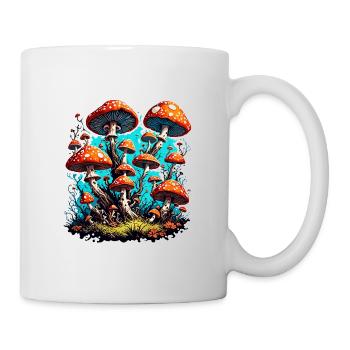 Pilz / Mushroom / Wiese / Wald / Goa / Psy - Tasse - Weiß - Rechts