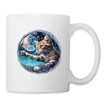 Animal in Soap Bubble / Childlike / Cute / Cat - Mug - white - Right
