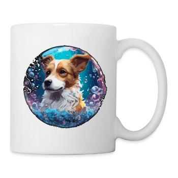 Animal dans bulle de savon / enfantin / mignon / chien - Mug blanc - blanc - Droite