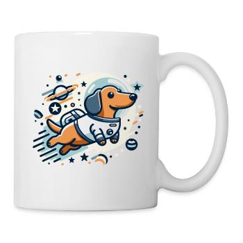 Dackel Astronaut im Weltraum - Tasse - Weiß - Rechts