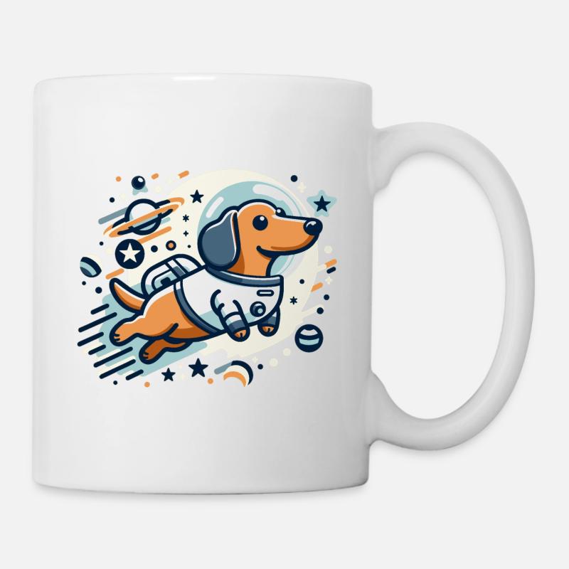 Dackel Astronaut im Weltraum - Tasse - Weiß