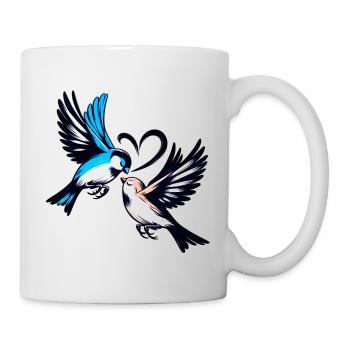Vogelherz im Liebesflug - Tasse - Weiß - Rechts