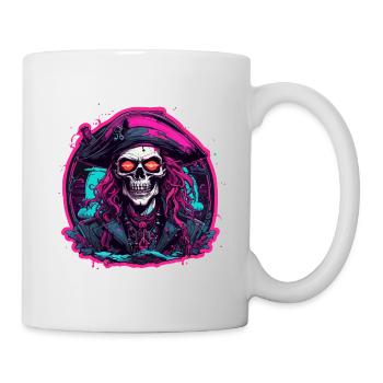 Pirat / Ahoi / Anker / Kapitän / Totenkopf / Rum - Tasse - Weiß - Rechts