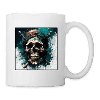 Pirat / Ahoi / Anker / Kapitän / Totenkopf / Rum - Tasse - Weiß - Rechts