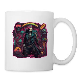 Cyberpunk / Design / Logo / Frau / Mantel / Gothic - Tasse - Weiß - Rechts