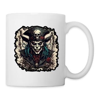 Pirat / Ahoi / Anker / Kapitän / Totenkopf / Rum - Tasse - Weiß - Rechts