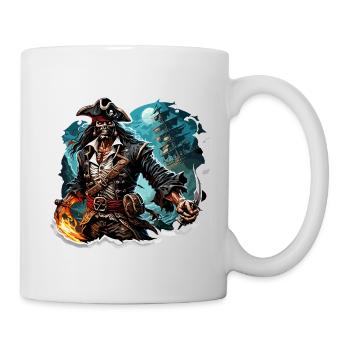 Pirat / Ahoi / Anker / Kapitän / Totenkopf / Rum - Tasse - Weiß - Rechts