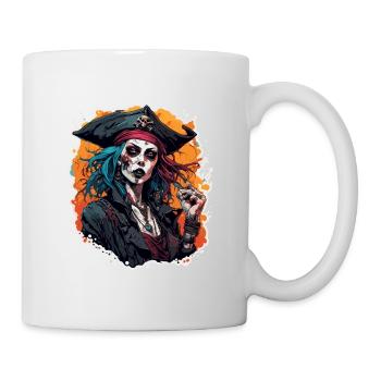 Piratin / Ahoi / Anker / Kapitän / Totenkopf / Rum - Tasse - Weiß - Rechts