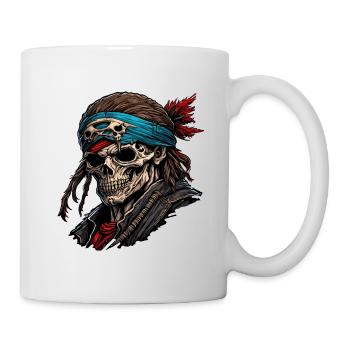 Pirat / Ahoi / Anker / Kapitän / Totenkopf / Rum - Tasse - Weiß - Rechts
