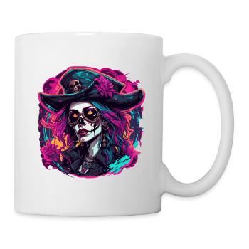 Piratin / Ahoi / Anker / Kapitän / Totenkopf / Rum - Tasse - Weiß - Rechts