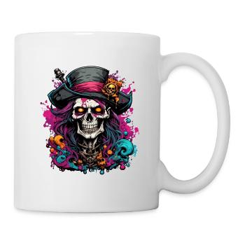 Pirat / Ahoi / Anker / Kapitän / Totenkopf / Rum - Tasse - Weiß - Rechts