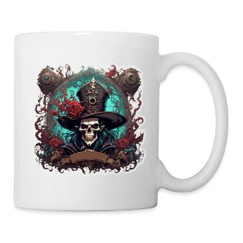 Pirat / Ahoi / Anker / Kapitän / Totenkopf / Rum - Tasse - Weiß - Rechts