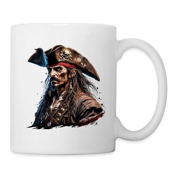 Pirat / Ahoi / Anker / Kapitän / Totenkopf / Rum - Tasse - Weiß - Rechts