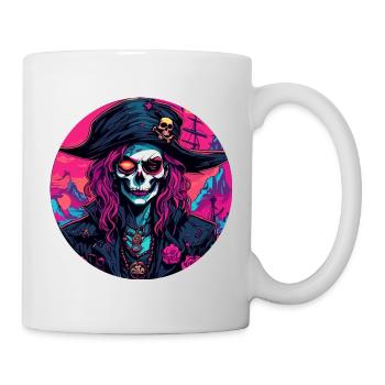 Piratin / Ahoi / Anker / Kapitän / Totenkopf / Rum - Tasse - Weiß - Rechts