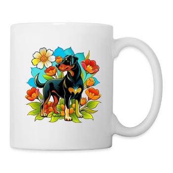Large Beauceron dog - version with uncropped ears - Mug - white - Right