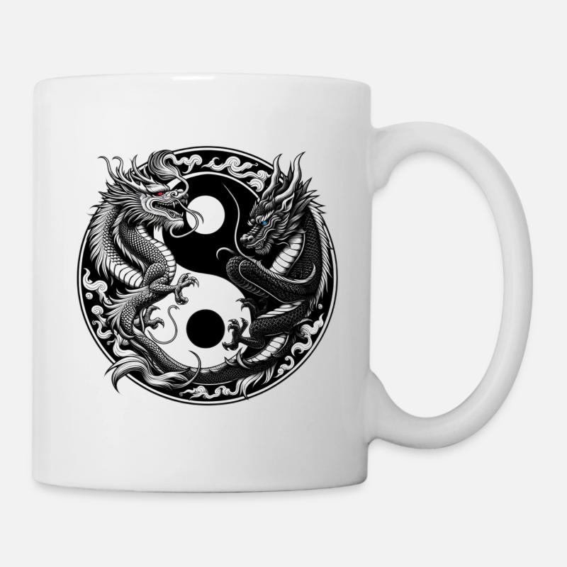 Yin-Yang-Drachen - Tasse - Weiß