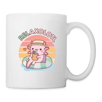 Cute Axolotl Chill On Pool Float Relaxolotl Funny - Mug - white - Right