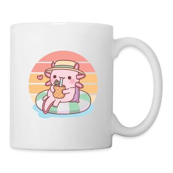 Cute Axolotl Chilling On Pool Float Summer Vibes - Mug - white - Right