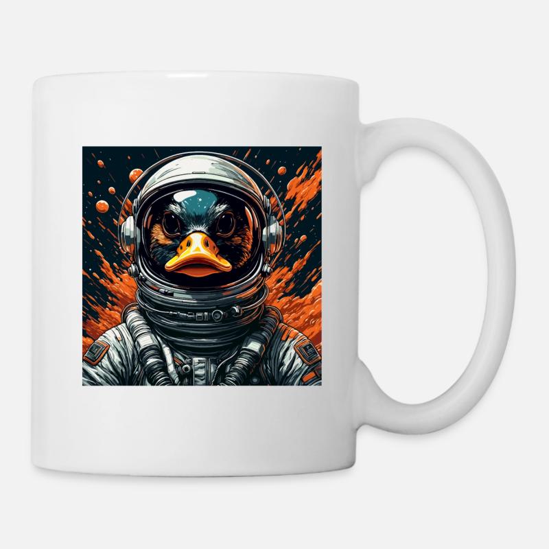 Astronaute / Espace / Animal / Canard / Vaisseau spatial - Mug blanc - blanc
