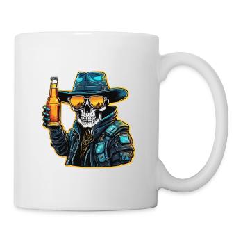 Skull / Totenkopf / Skelett / Gothic / Bier - Tasse - Weiß - Rechts