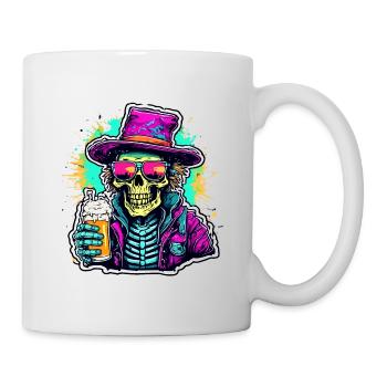 Skull / Totenkopf / Skelett / Gothic / Bier - Tasse - Weiß - Rechts