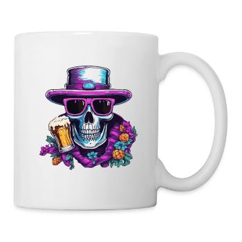 Skull / Totenkopf / Skelett / Gothic / Bier - Tasse - Weiß - Rechts