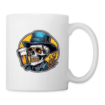 Crâne / Crâne / Squelette / Gothique / Bière - Mug blanc - blanc - Droite