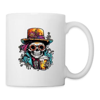 Skull / Totenkopf / Skelett / Gothic / Bier - Tasse - Weiß - Rechts