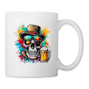Skull / Totenkopf / Skelett / Gothic / Bier - Tasse - Weiß - Rechts