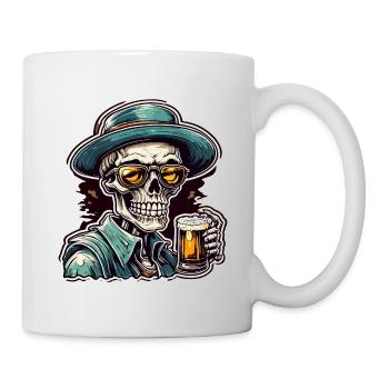 Skull / Totenkopf / Skelett / Gothic / Bier - Tasse - Weiß - Rechts