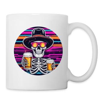 Skull / Totenkopf / Skelett / Gothic / Bier - Tasse - Weiß - Rechts