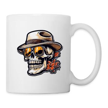 Crâne / Crâne / Squelette / Gothique / Tatouage - Mug blanc - blanc - Droite